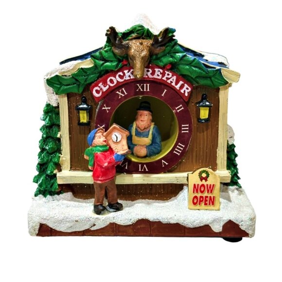 Clock Repair and Bakery Christmas Village Moments in Time 4" LED Lights *WORKS - Picture 4 of 13